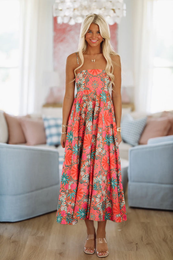 Week in Tulum Maxi Dress - Orange, Pink and Green-HAZEL & OLIVE 2503/127LDH-Small-