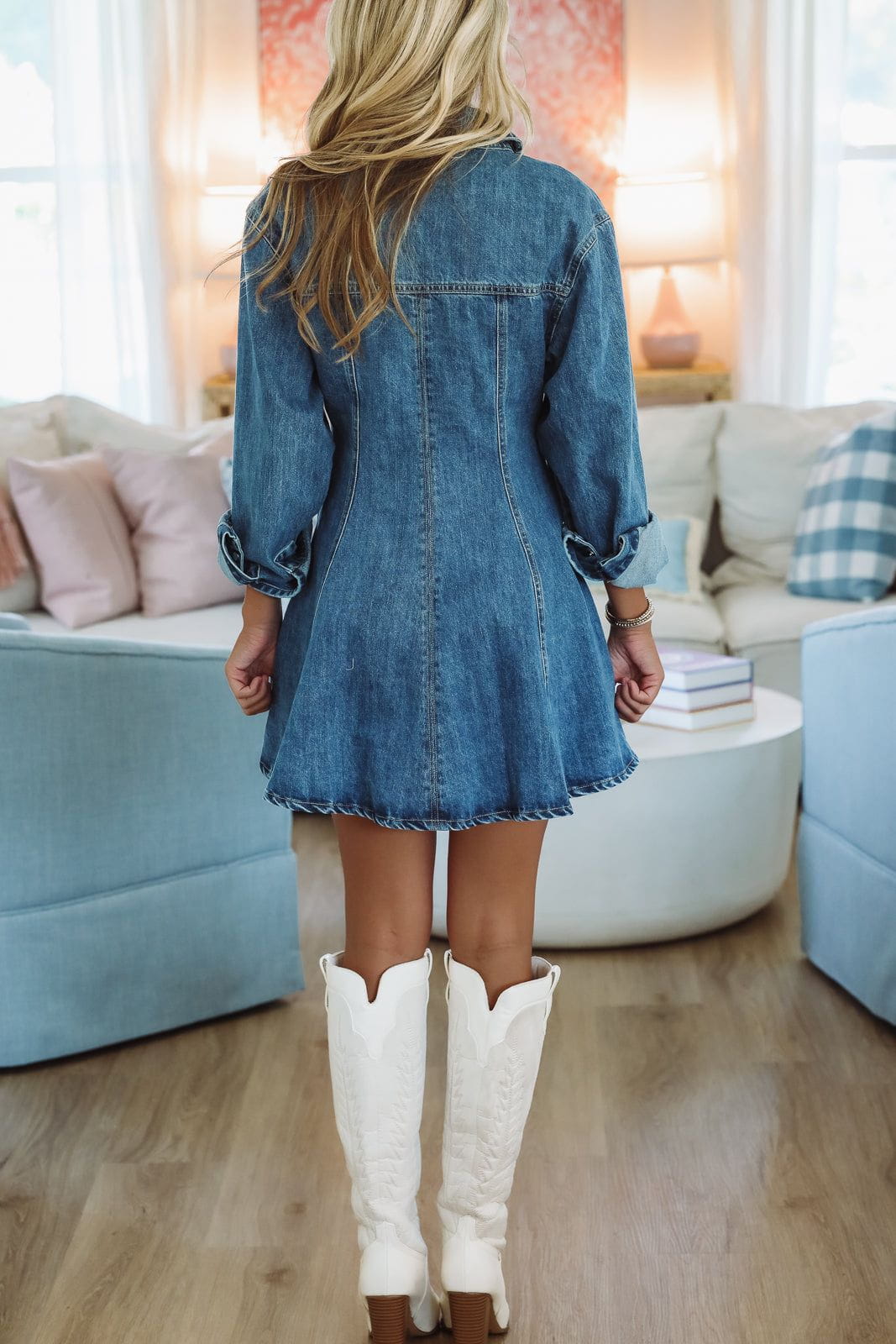 Every Moment Mini Dress - Denim-Hazel & Olive 2504/157LDJ-Small-