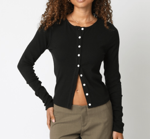Hazel & Olive 2505/144LTX Talon Cardigan Top - Black