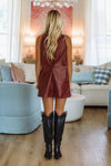 Hazel & Olive 2506/30LDA Dare Vegan Leather Mini Dress - Maroon