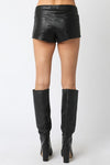 Hazel & Olive 2508/62LSJ Hot Streak Micro Mini Vegan Leather Shorts - Black