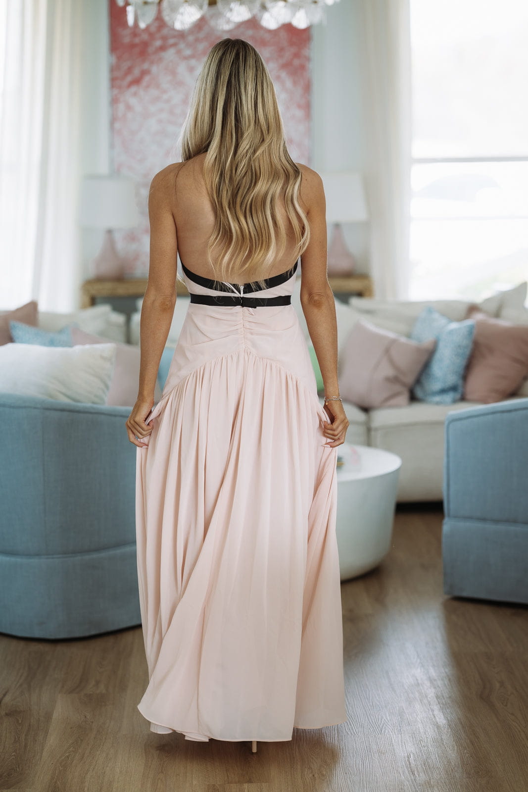 Hazel & Olive 2600/173LDA Lacey Romance Maxi Dress - Blush Pink