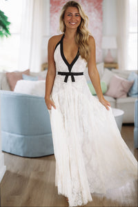 Hazel & Olive 2600/234LDA Lacey Romance Maxi Dress - Ivory