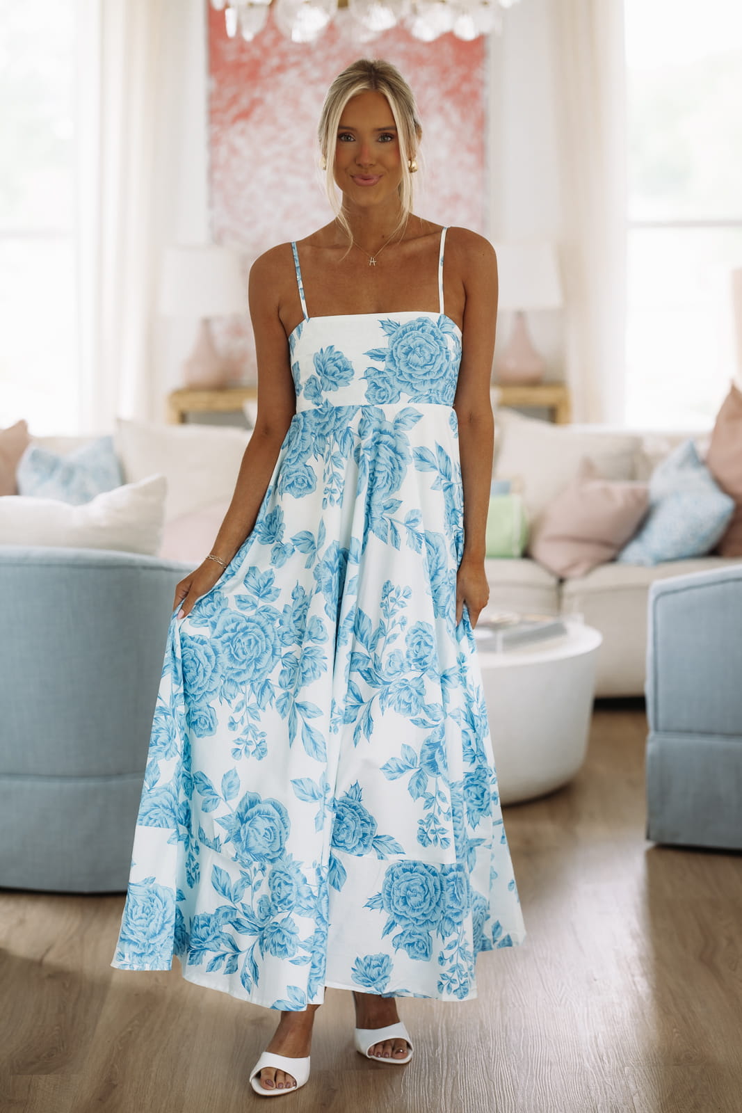 Peony Perfection Maxi Dress - Blue – Hazel & Olive