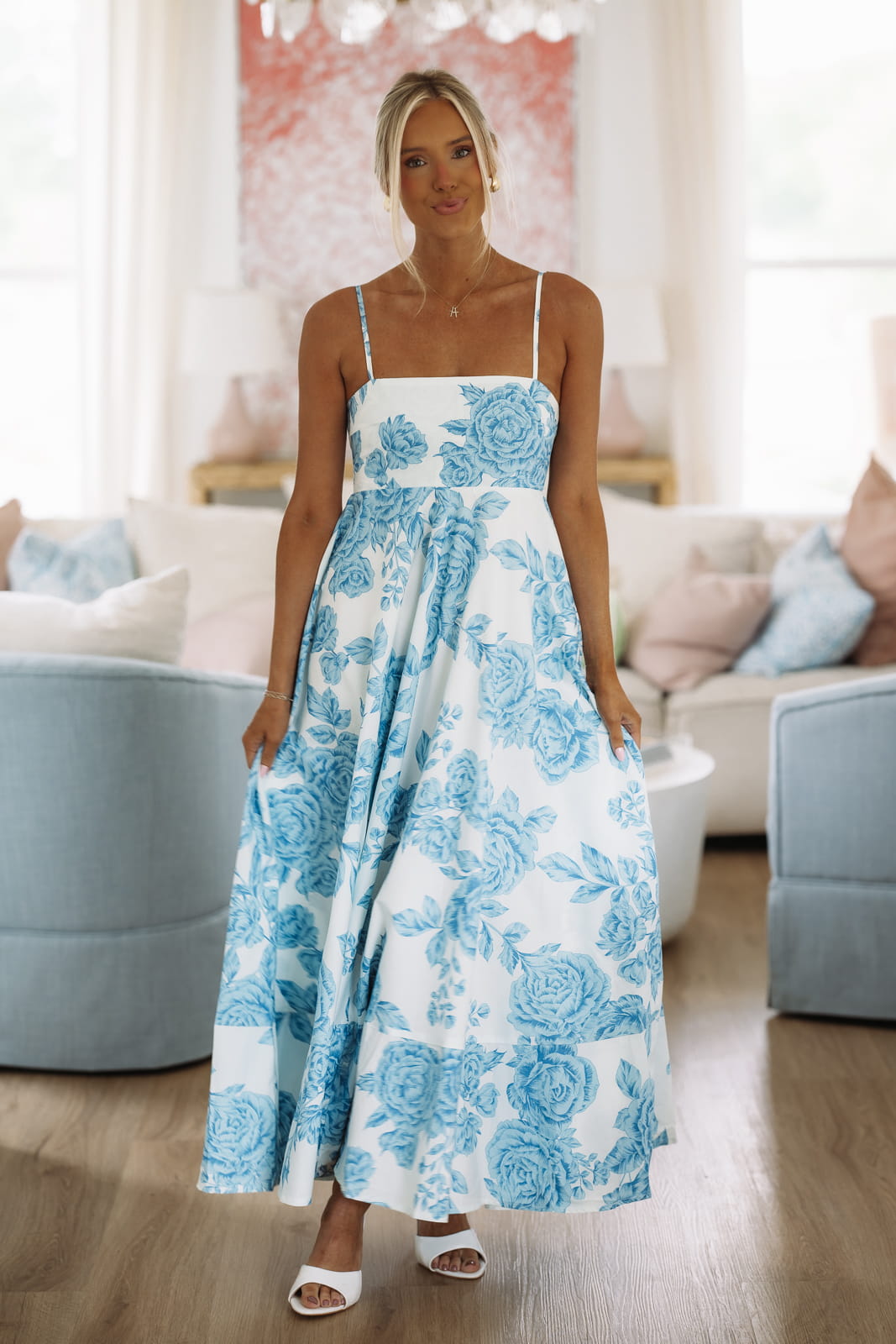 Peony Perfection Maxi Dress - Blue – Hazel & Olive
