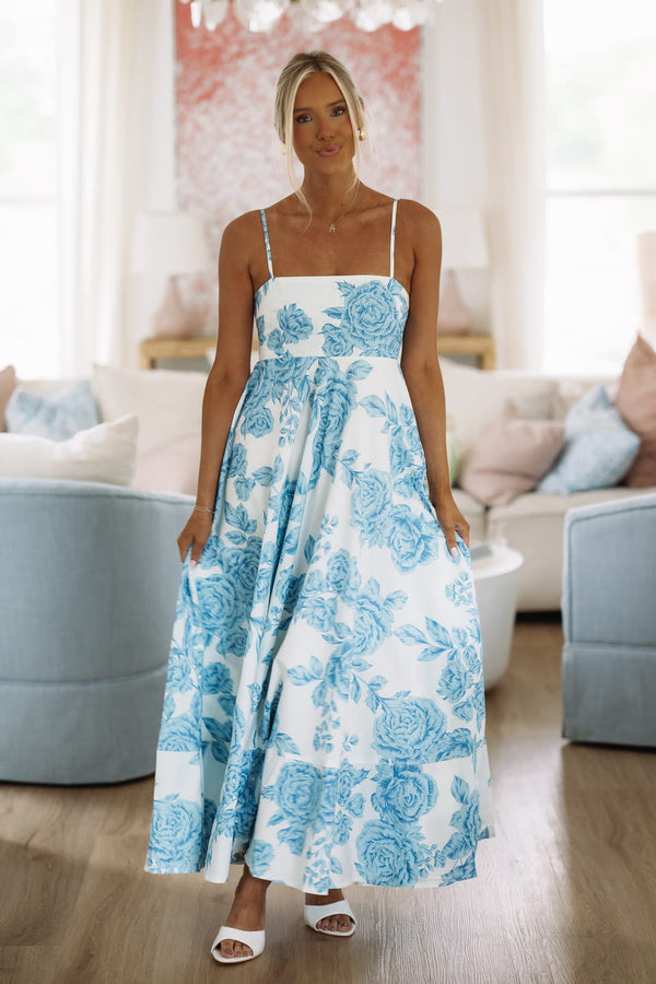Hazel & Olive 2600/935LDH Peony Perfection Maxi Dress - Blue