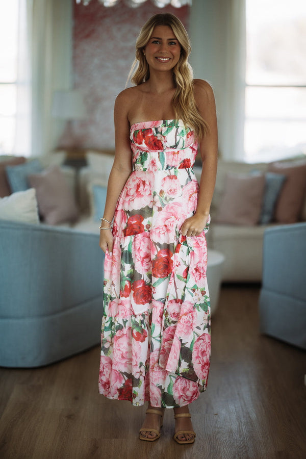 Hazel & Olive 64338B04 99 Roses Maxi Dress - Red, Pink, White and Green