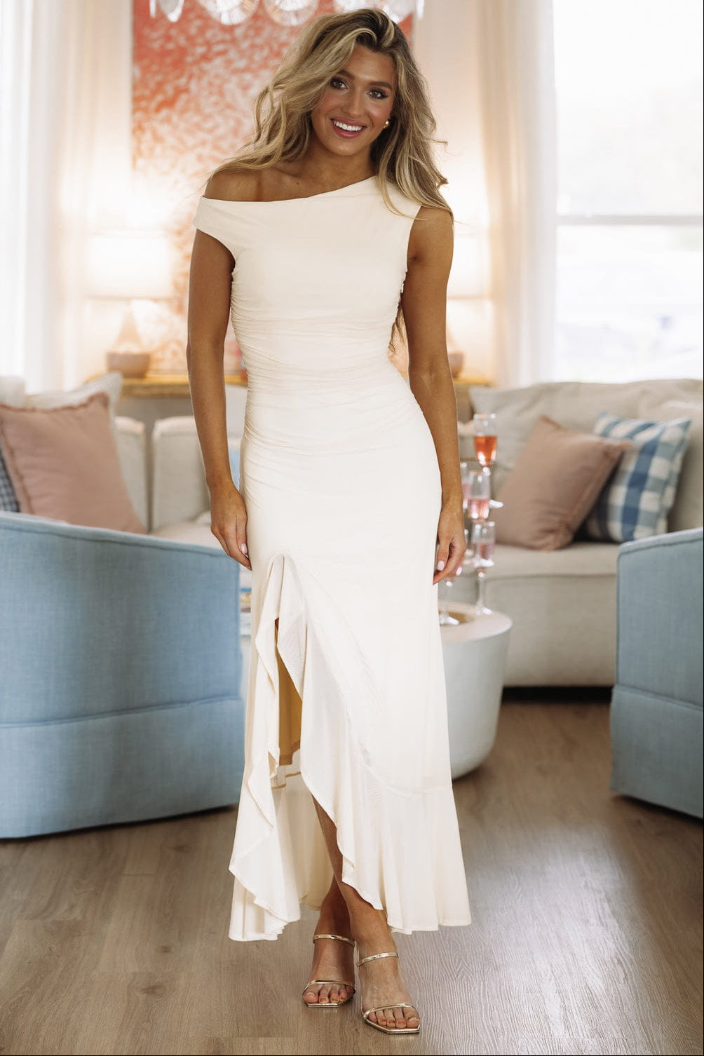 Hazel & Olive 64586D Rosaline Maxi Dress - Light Yellow