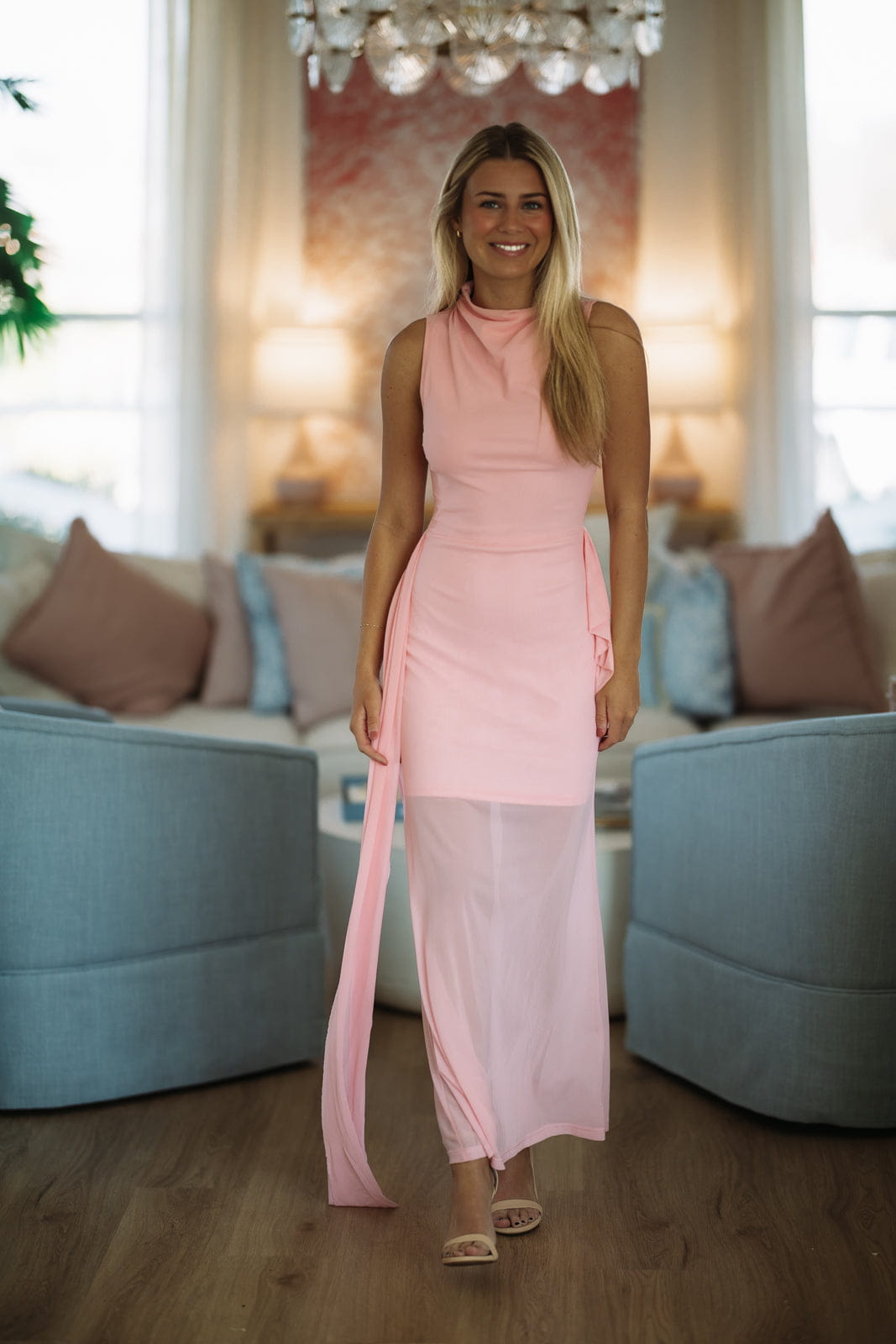 Hazel & Olive 64760F Lip Gloss Daydream Maxi Dress - Pink