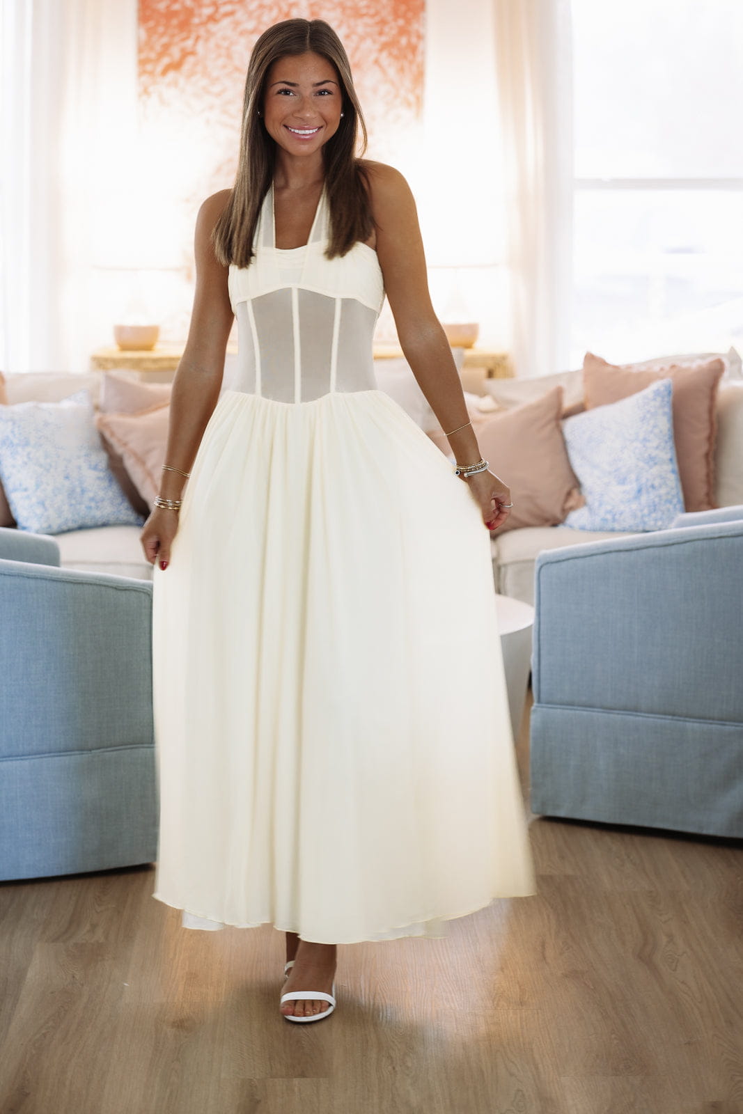 Hazel & Olive 64961G Dreamweaver Maxi Dress - Butter Yellow