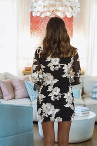 Florals in Chiffon Mini Dress - Black-Hazel & Olive 7681501-Small-