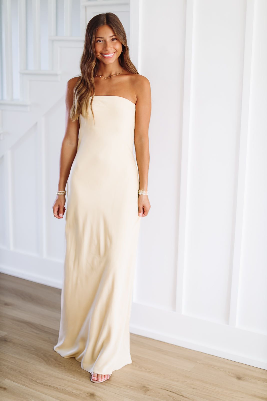 A Diamond is a Long Term Commitment Satin Maxi Dress - Yellow-HAZEL & OLIVE-XS-