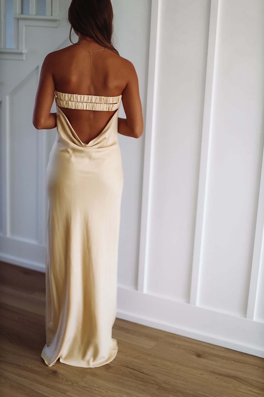 A Diamond is a Long Term Commitment Satin Maxi Dress - Yellow-HAZEL & OLIVE-XS-