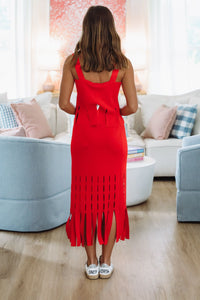 Hazel & Olive A3183 Tangerine Glow Midi Skirt -Red