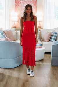 Hazel & Olive A3551 Tangerine Glow Crop Top - Red