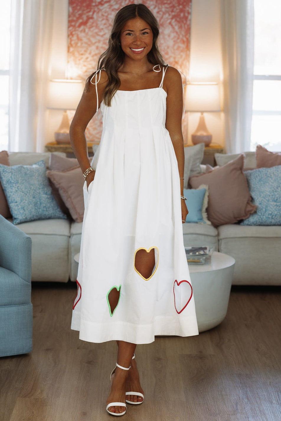 Cupid's Cutout Midi Dress - White, Medium | Hazel and Olive
