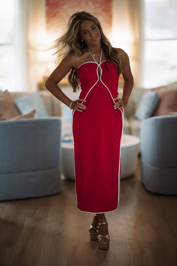 Hazel & Olive A4087 Outline Muse Midi Dress - Red