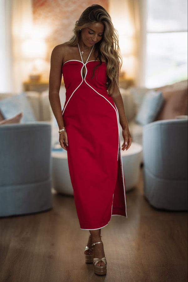 Hazel & Olive A4087 Outline Muse Midi Dress - Red