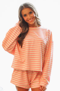 Hazel & Olive A4113 Blueberry Scones Lounge Pullover -Pink and Cream