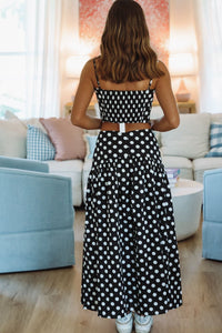 Hazel & Olive A4219 Iconic Spots Maxi Skirt - Black and White