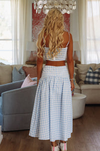 Hazel & Olive A4221/1 Trophy Time Crop Top - Baby Blue and White