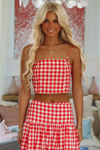 Hazel & Olive A4221 Trophy Time Crop Top - Red and White