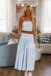 Hazel & Olive A4229 Stadium Stripes Maxi Skirt - Baby Blue and White
