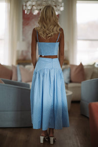 Hazel & Olive A4399 Wink & Dots Crop Top - Light Blue and White