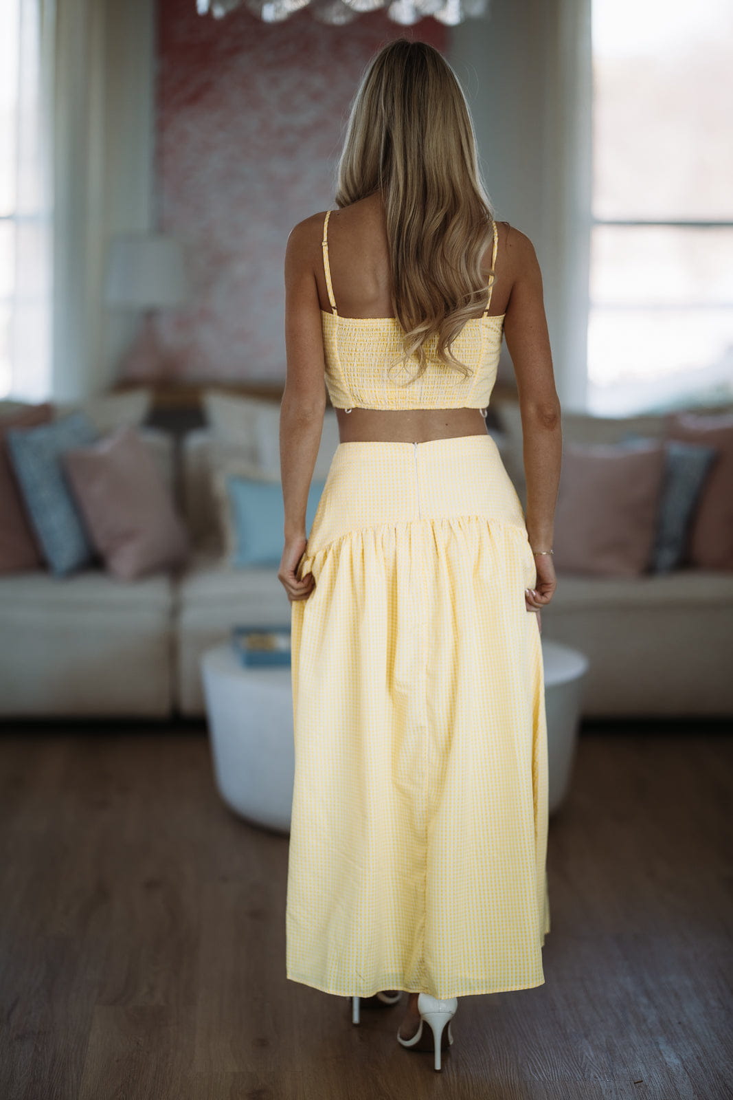 Nostalgia Check Crop Top - Lemon Yellow and White – Hazel & Olive