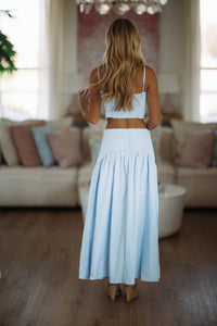 Hazel & Olive A4505 Nostalgia Check Maxi Skirt - Blue and White