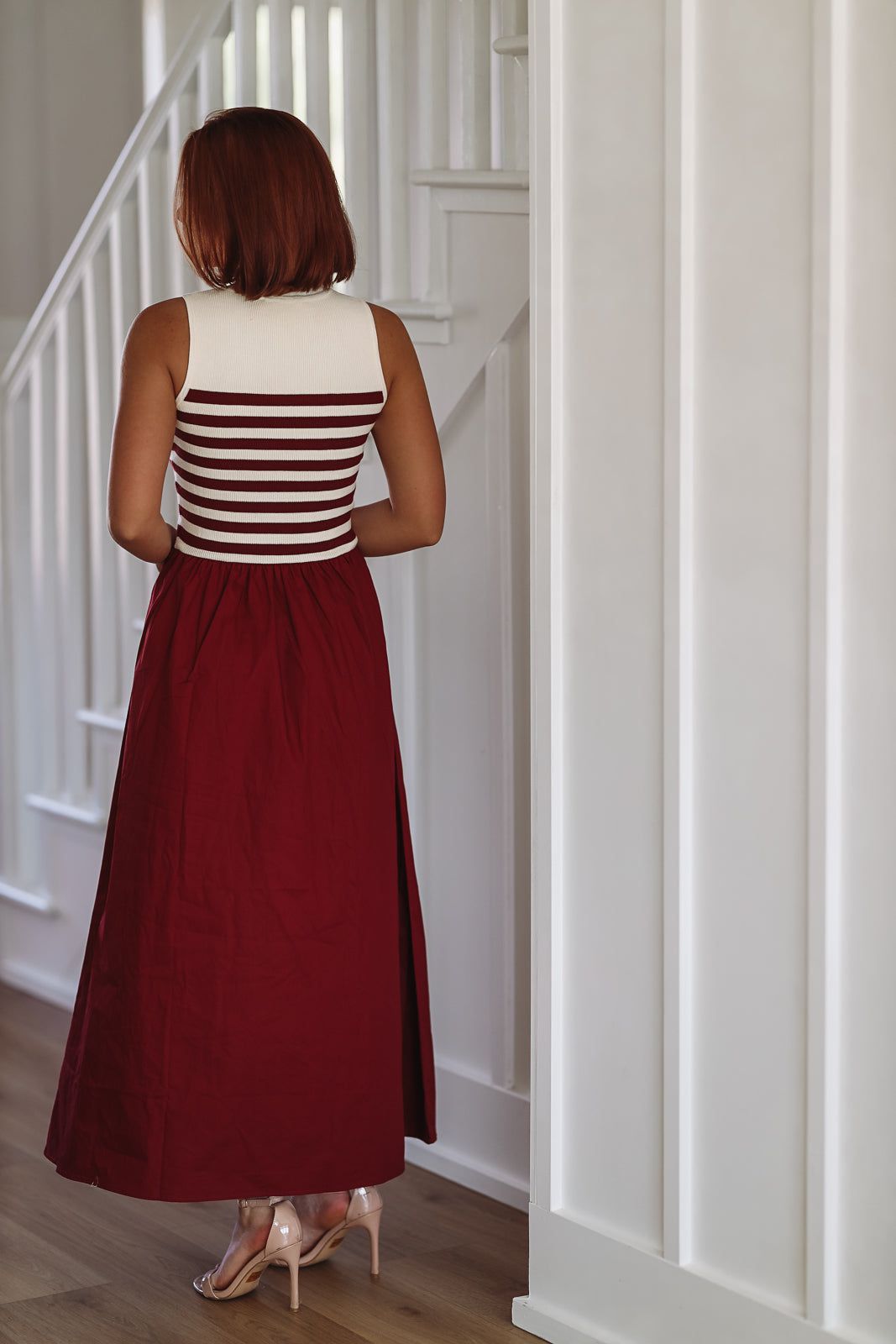Admiring Classic Midi Dress - Burgundy-HAZEL & OLIVE-Small-