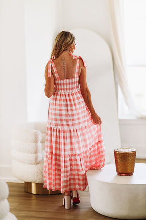 HAZEL & OLIVE All Around Flair Maxi Dress - Pink and White