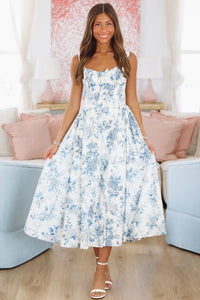 All My Life Midi Dress - Blue and White-HAZEL & OLIVE MR9144-XSmall-