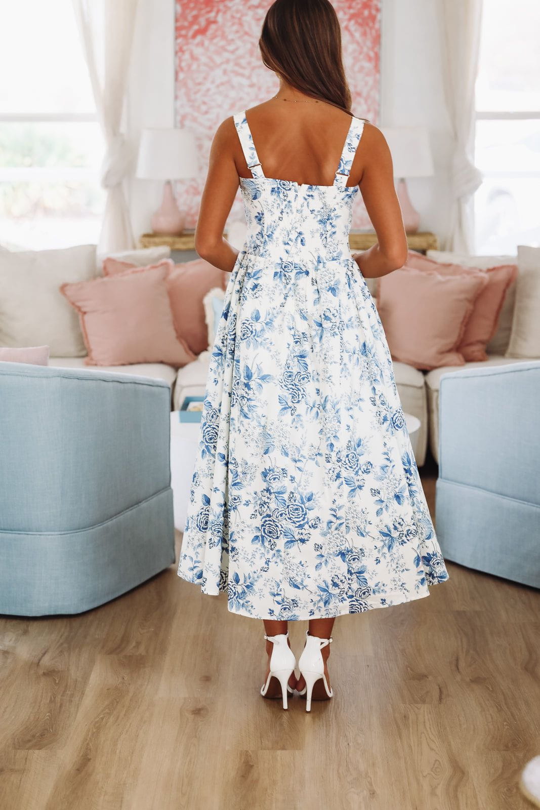 All My Life Midi Dress - Blue and White-HAZEL & OLIVE MR9144-XSmall-