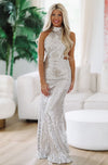 All That Glitters Maxi Dress - Champagne Silver-HAZEL & OLIVE-Small-