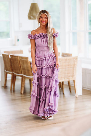 HAZEL & OLIVE All the Attention Maxi Gown - Lavender