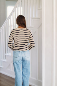 All the Feels Cardigan - Beige and Navy-HAZEL & OLIVE-Small-