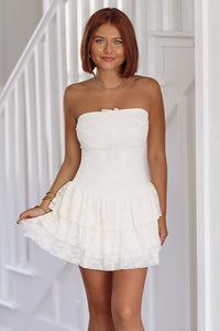 Almost Forever Mini Dress - Ivory-HAZEL & OLIVE-XSmall-