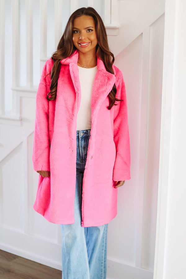 Always A Pink Girl Coat - Hot Pink-HAZEL & OLIVE-XSmall-