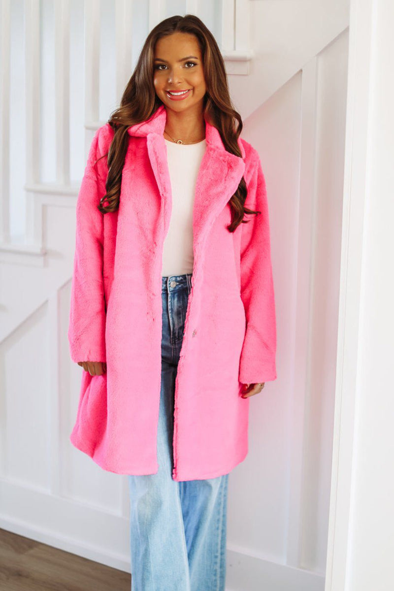 Always A Pink Girl Coat - Hot Pink-HAZEL & OLIVE-XSmall-
