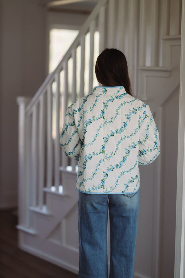 Always Loved Quilted Jacket - Blue-HAZEL & OLIVE-Small-