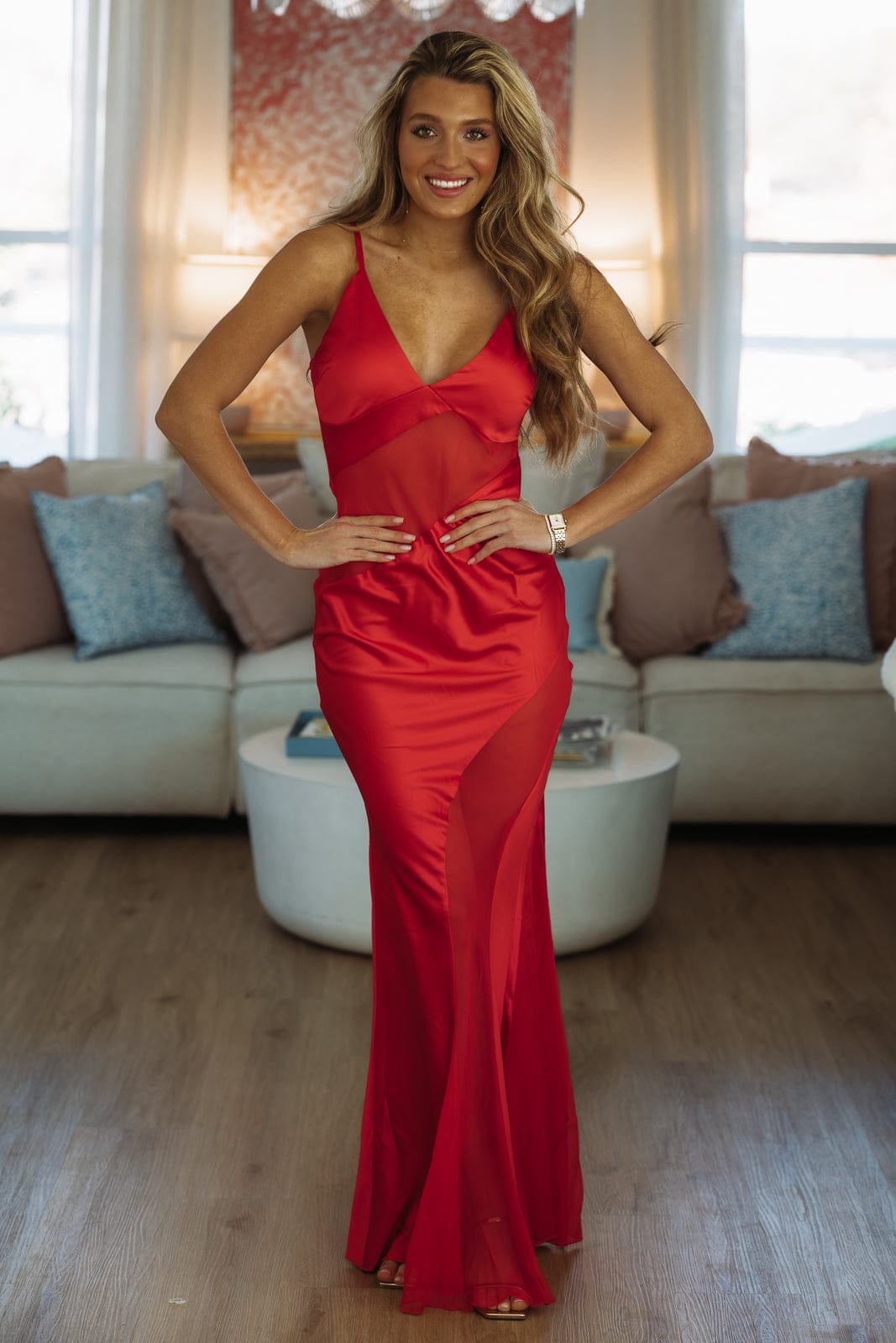 Hazel & Olive Amour Evening Maxi Dress - Red