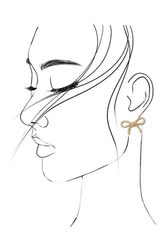 HAZEL & OLIVE Aren't You Cute Bow Earrings - Pearl Gold
