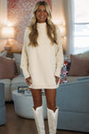 Hazel & Olive ASW1377 Zelena Tunic Mini Sweater Dress - Cream