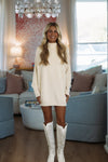 Hazel & Olive ASW1377 Zelena Tunic Mini Sweater Dress - Cream