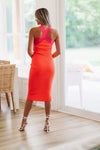 HAZEL & OLIVE Aurora Knit Midi Dress - Pink and Orange