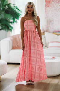 Aztec Princess Maxi Dress - Pink-HAZEL & OLIVE-Small-