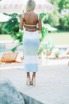 HAZEL & OLIVE Babe in the Backless Maxi Dress - Blue, White and Green