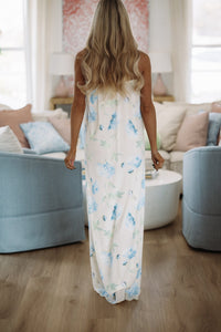 Hazel & Olive BD/00738 Alexia Floral Maxi Dress - Ivory, Blue And Green