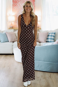 Hazel & Olive BD25228/5 Once In My Dreams Maxi Dress - Brown and White